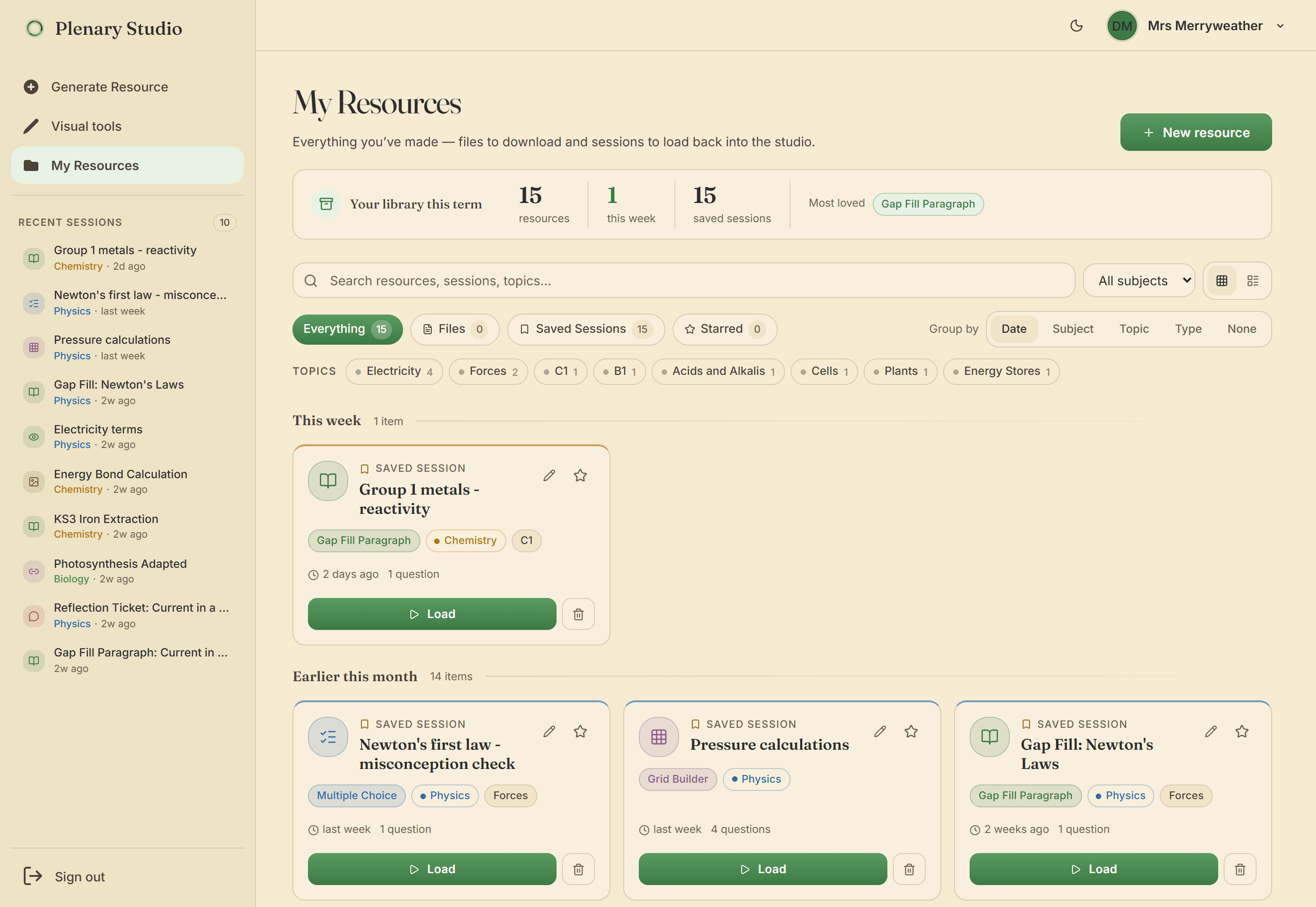 My Resources — your library
